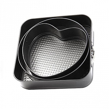 Форма для выпечки металлическая разъёмная антипригарная | Комбо набор 3 шт: 26*26 см, высота 5.5 см