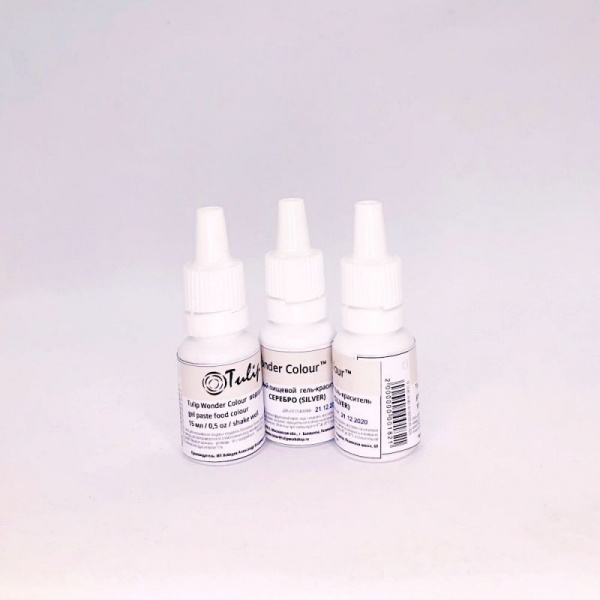 Краситель пищевой гелевый Tulip Wonder Colour | 15 мл. Серебряный Блестящий