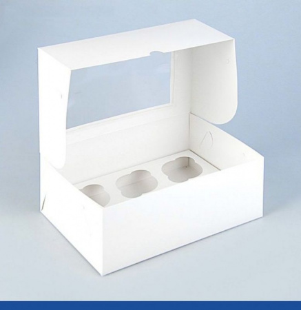 Коробка с окном для 6 капкейков 24*17*10 cм